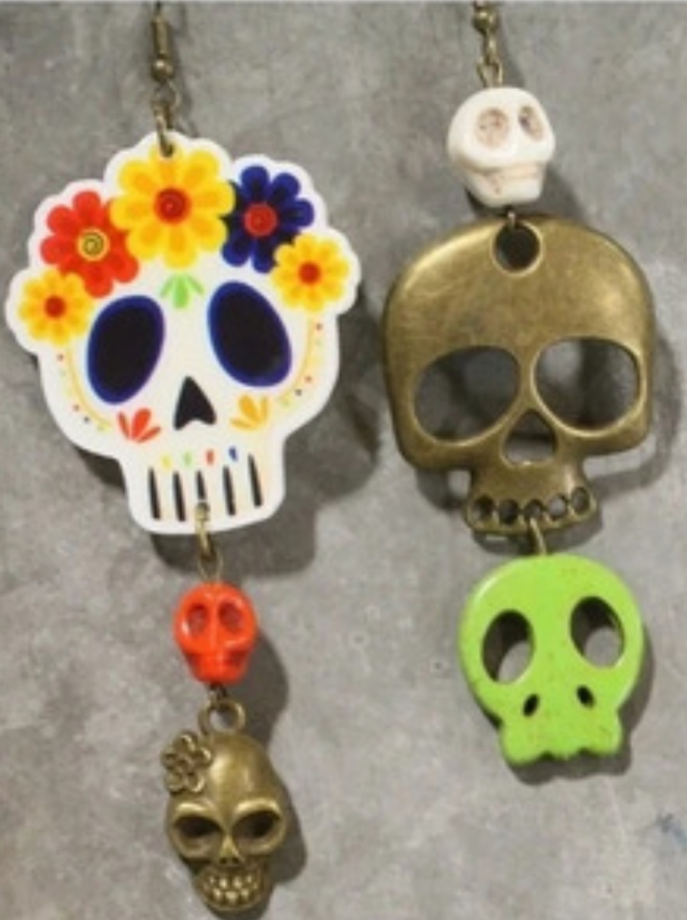 NEW Spooky Fun Charm'd Dangle Earrings, The Primitive Peddler, Day Of The Dead